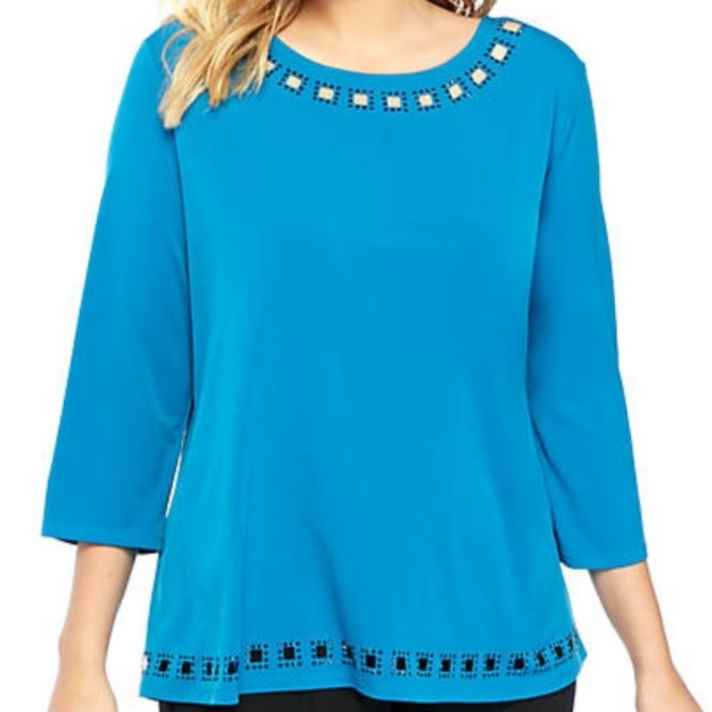 The Limited Blue Beaded Boat Neck Top NWT sz 2X
